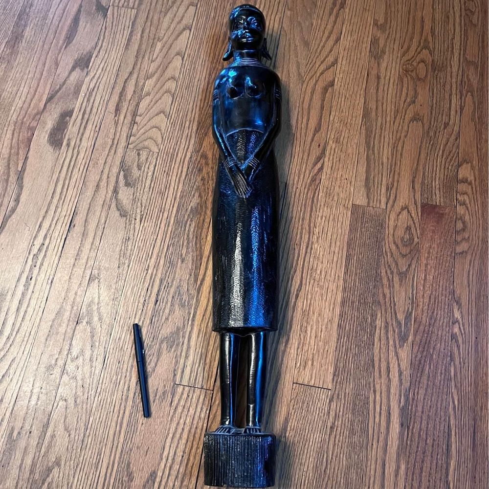 Vintage African Ebony Wood Semi-NudeWomen Carved Statue